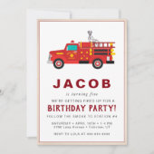 Invitation d'anniversaire pour enfants de pompiers (Devant)