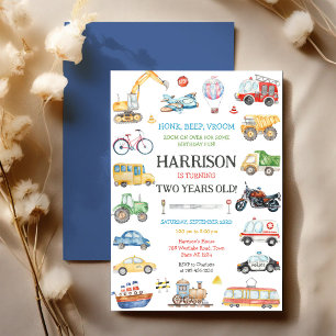 Invitation d'anniversaire pour enfants de véhicule