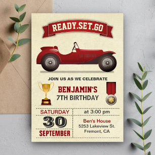 Invitation d'anniversaire pour enfants de voiture 