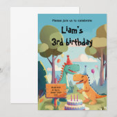 Invitation d'anniversaire pour enfants Dinos Dinos (Devant / Derrière)