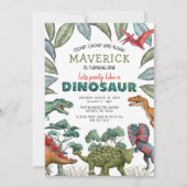 Invitation d'anniversaire pour enfants dinosaure à (Devant)