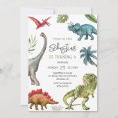 Invitation d'anniversaire pour enfants dinosaures (Devant)