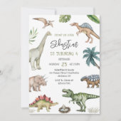 Invitation d'anniversaire pour enfants dinosaures (Devant)