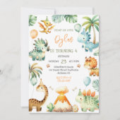 Invitation d'anniversaire pour enfants dinosaures (Devant)