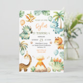 Invitation d'anniversaire pour enfants dinosaures (Debout devant)