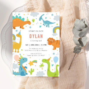 Invitation d'anniversaire pour enfants dinosaures