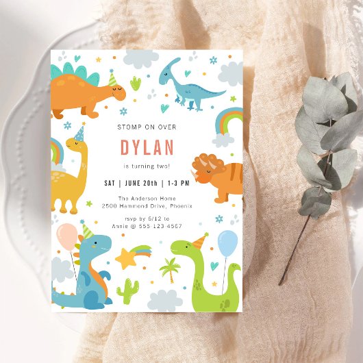 Invitation d'anniversaire pour enfants dinosaures