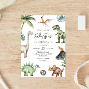 Invitation d'anniversaire pour enfants dinosaures