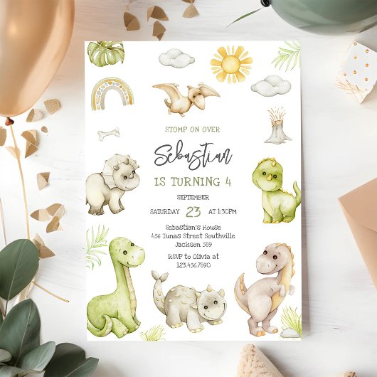 Invitation d'anniversaire pour enfants dinosaures