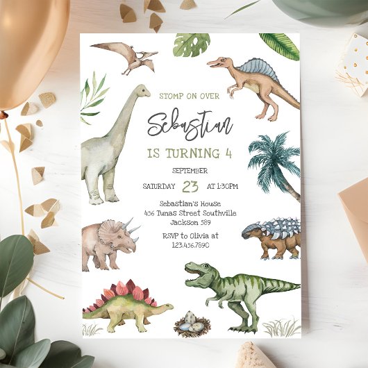 Invitation d'anniversaire pour enfants dinosaures