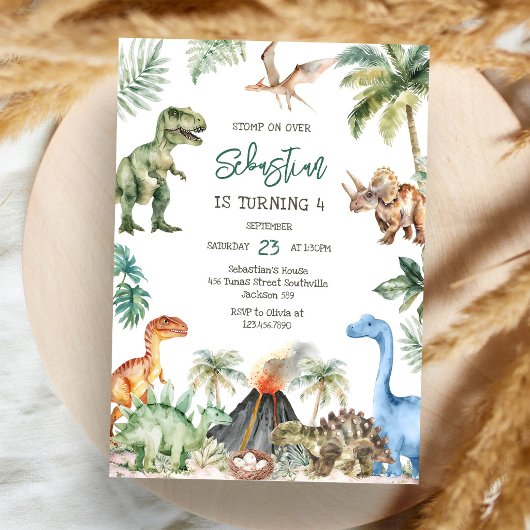Invitation d'anniversaire pour enfants dinosaures