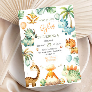 Invitation d'anniversaire pour enfants dinosaures