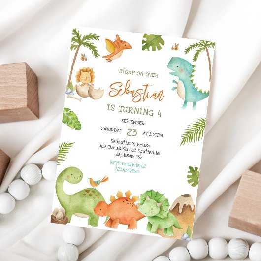 Invitation d'anniversaire pour enfants dinosaures