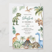 Invitation d'anniversaire pour enfants dinosaures (Devant)