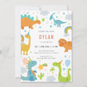 Invitation d'anniversaire pour enfants dinosaures (Devant)