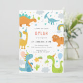 Invitation d'anniversaire pour enfants dinosaures (Debout devant)