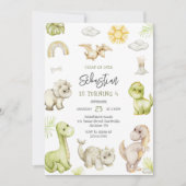 Invitation d'anniversaire pour enfants dinosaures (Devant)