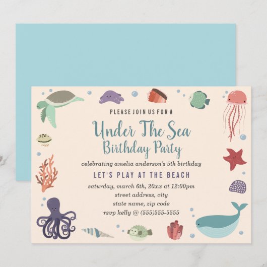 Invitation d'anniversaire pour enfants Douce sous (Devant / Derrière)