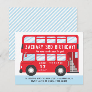 Invitation d'anniversaire pour enfants du bus roug
