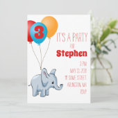 Invitation d'anniversaire pour enfants éléphant (Debout devant)