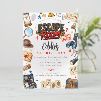 Invitation d'anniversaire pour enfants Escape Room