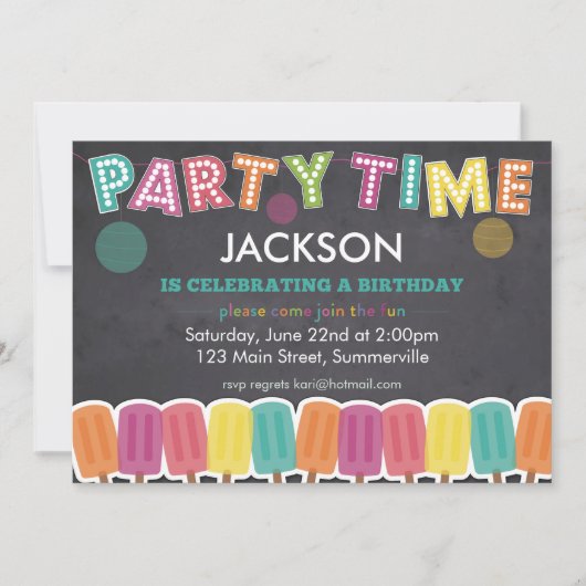 Invitation d'anniversaire pour enfants - Fête Heur (Devant)