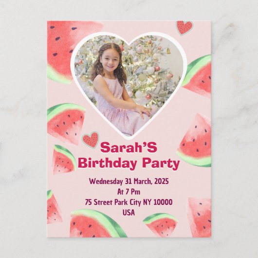 invitation d'anniversaire pour enfants (fille) pas (Devant)