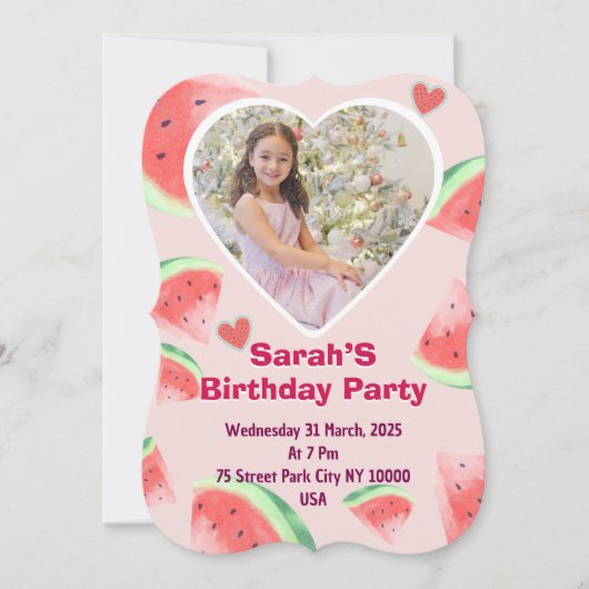 invitation d'anniversaire pour enfants (fille) pas (Devant)