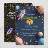 Invitation d'anniversaire pour enfants Galaxy Expl (Devant / Derrière)