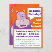 Invitation d'anniversaire pour enfants, Happy Hipp (Devant / Derrière)