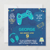 Invitation d'anniversaire pour enfants jeu vidéo b (Devant)