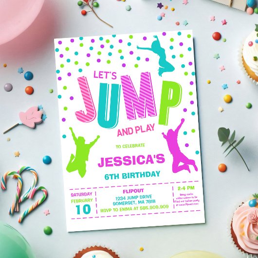 Invitation d'anniversaire pour enfants Let's Jump