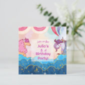 Invitation d'anniversaire pour enfants Licorne Pas (Debout devant)