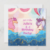 Invitation d'anniversaire pour enfants Licorne Pas (Devant)