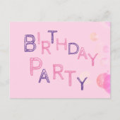 Invitation d'anniversaire pour enfants Licorne Ros (Devant)