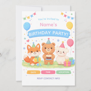 Invitation d'anniversaire pour enfants mignons N