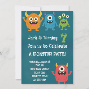 Invitation d'anniversaire pour enfants monstres ex