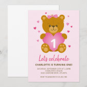 Invitation d'anniversaire pour enfants Ourson (Devant / Derrière)