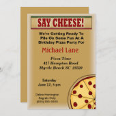 Invitation d'anniversaire pour enfants Pizza (Devant / Derrière)