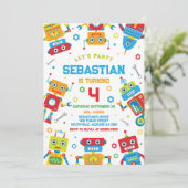 Invitation d'anniversaire pour enfants robots (Debout devant)