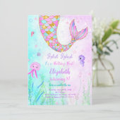 Invitation d'anniversaire pour enfants sirène (Debout devant)