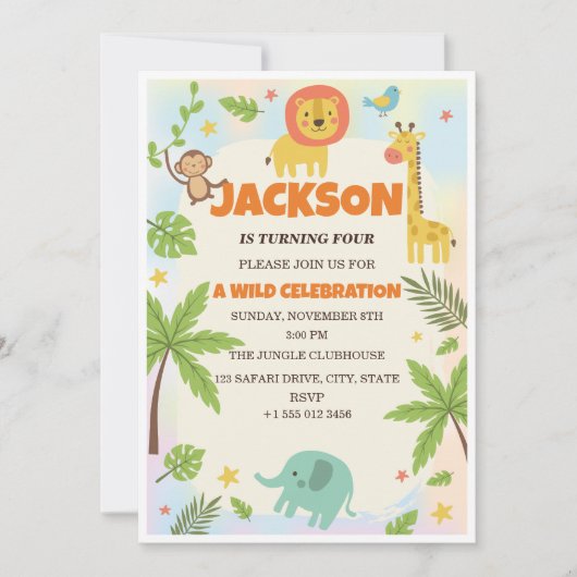 Invitation d'anniversaire pour enfants sur le thèm (Devant)