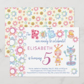 Invitation d'anniversaire pour enfants thème robot (Devant / Derrière)