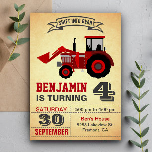 Invitation d'anniversaire pour enfants tracteur ag