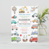 Invitation d'anniversaire pour enfants Véhicule de (Debout devant)