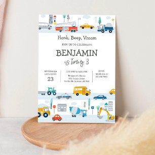 Invitation d'anniversaire pour enfants Véhicule de