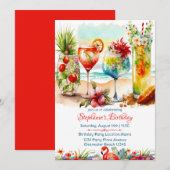 Invitation d'anniversaire pour femmes avec boisson (Devant / Derrière)