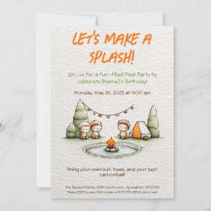 Invitation d'anniversaire pour fête au bassin pour