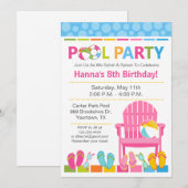 Invitation d'anniversaire pour fête au bord de la  (Devant / Derrière)