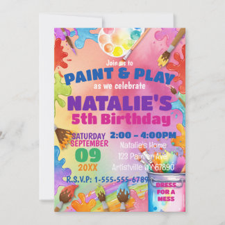 Invitation d'anniversaire pour fête d'art pour enf